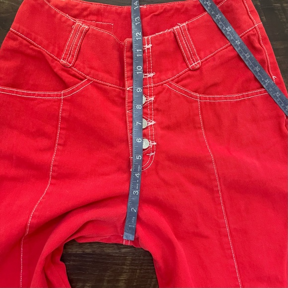 Vintage Baxis red super flare bells bellbottom wide leg denim jeans 26” waist - Picture 11 of 15